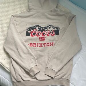 Brixton Cream Hoodie with Red and Black Coors Graphic